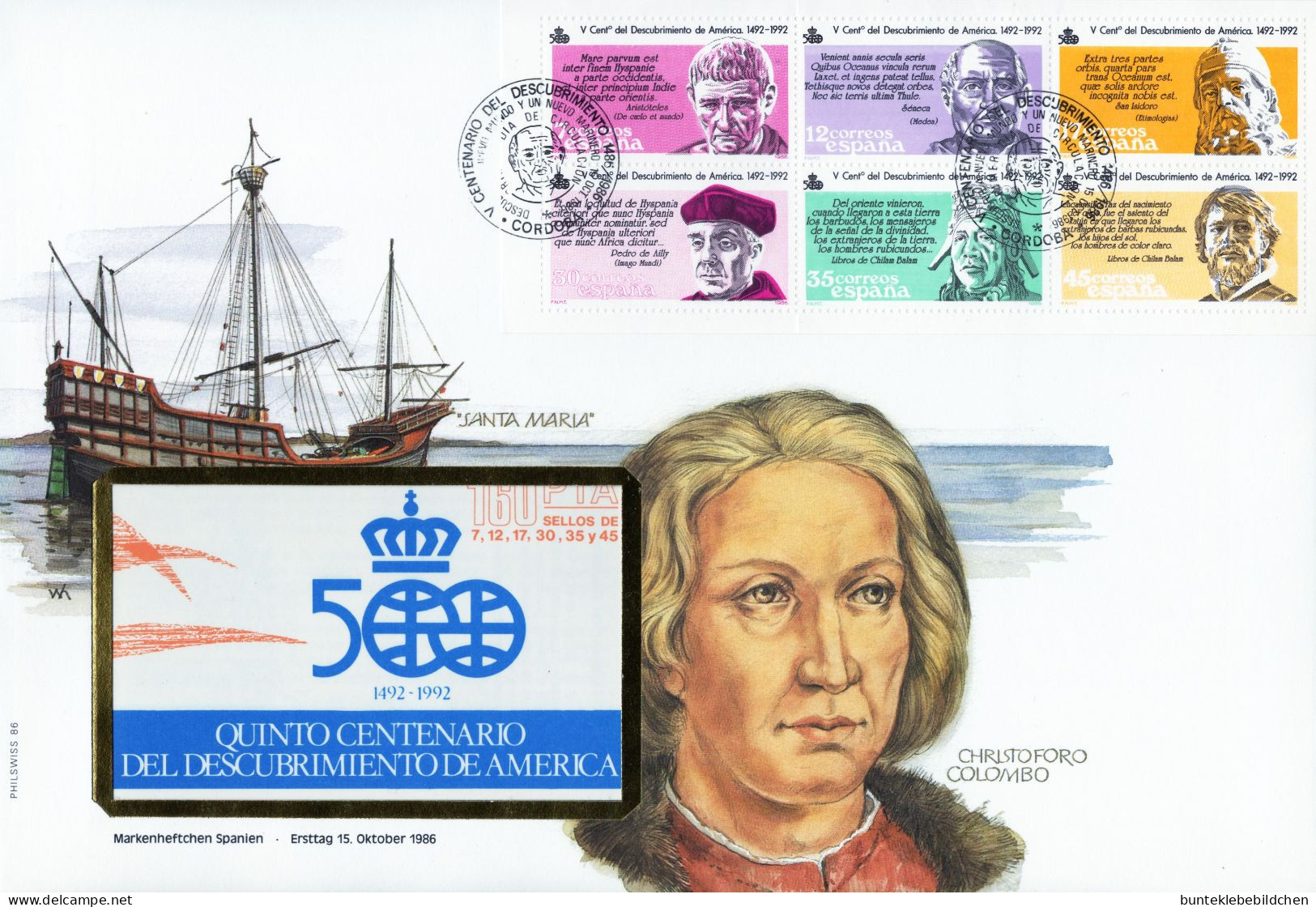 Spanien- Markenheftchen- Schmuck FDC, 15. Oktober 1986 - Selten Angeboten - FDC