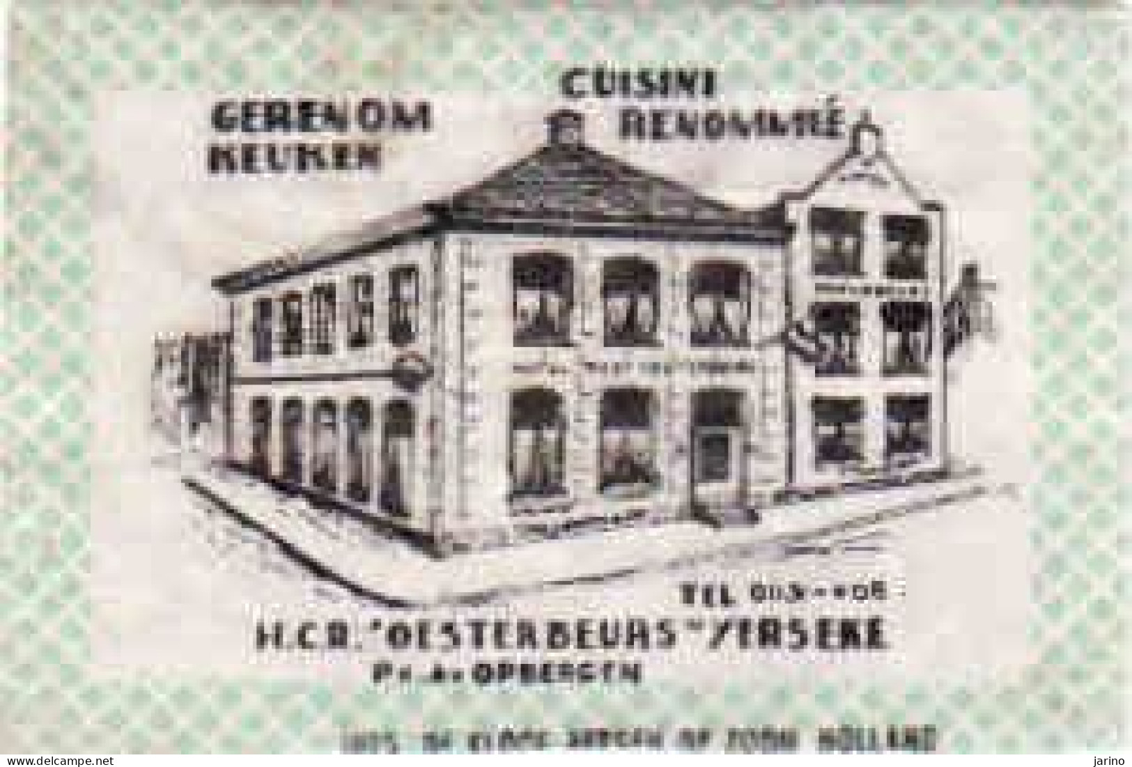 Dutch Matchbox Label, Yerseke - Zeeland, H.O.R Oesterbeurs - Restaurant, Ph. Av. Opbergen, Holland, Netherlands - Luciferdozen - Etiketten