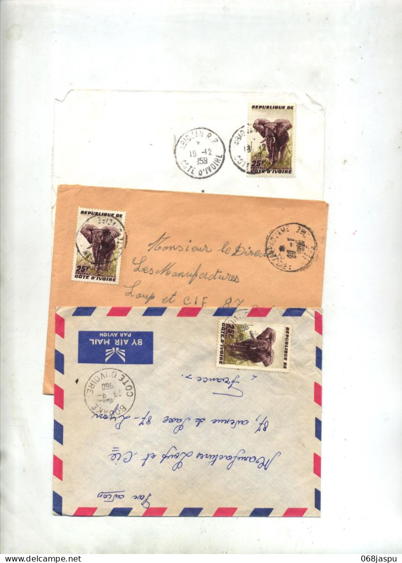 Lettre Cachet  Sur Elephant - Côte D'Ivoire (1960-...)