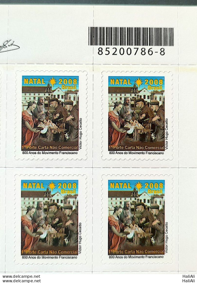 C 2768 Brazil Stamp Religion Christmas Franciscan 2008 Block Of 4 Bar Code - Unused Stamps