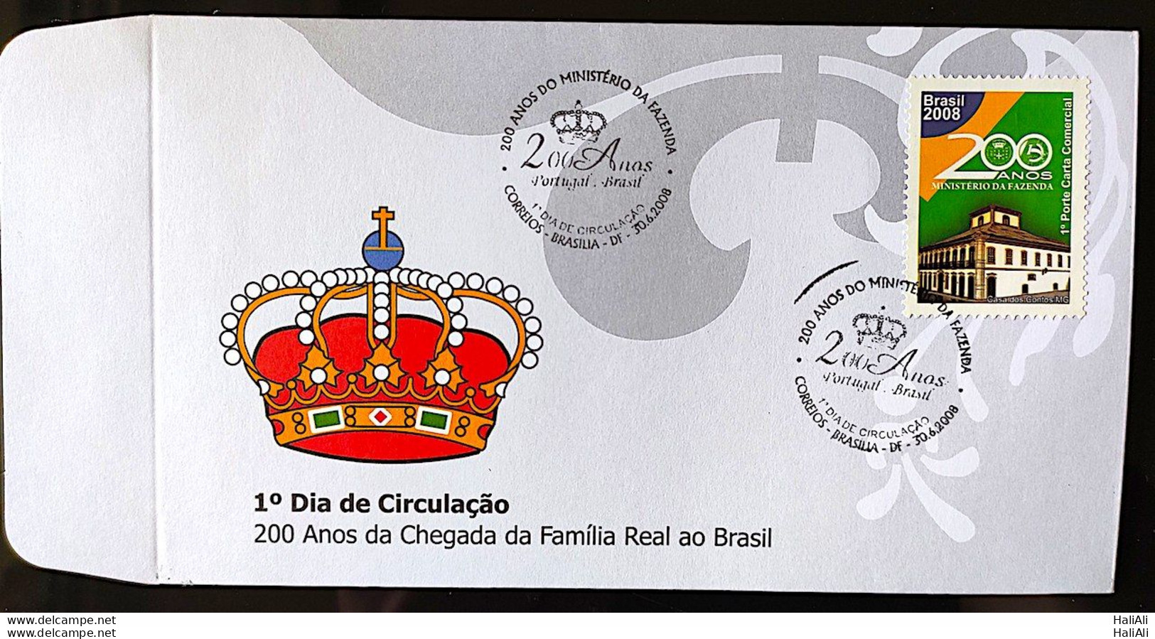 Brazil Envelope FDC 719N Arrival Of The Portuguese Royal Family To Brazil Ministry Of Finance 2008 - FDC