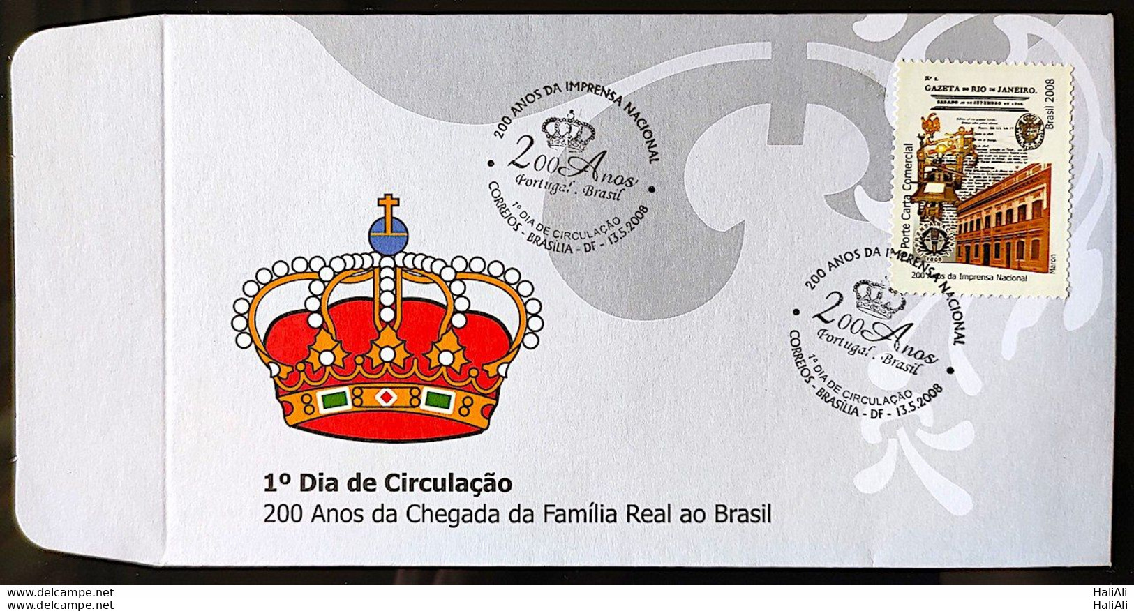 Brazil Envelope FDC 719L Arrival Of The Portuguese Royal Family To Brazil National Press 2008 - FDC