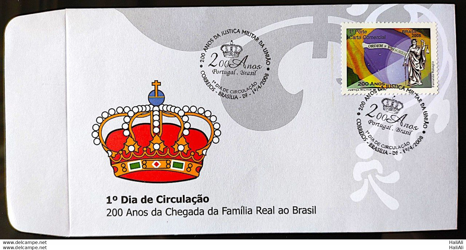 Brazil Envelope FDC 719I Arrival Of The Portuguese Royal Family In Brazil Military Justice Of The Union 2008 - FDC