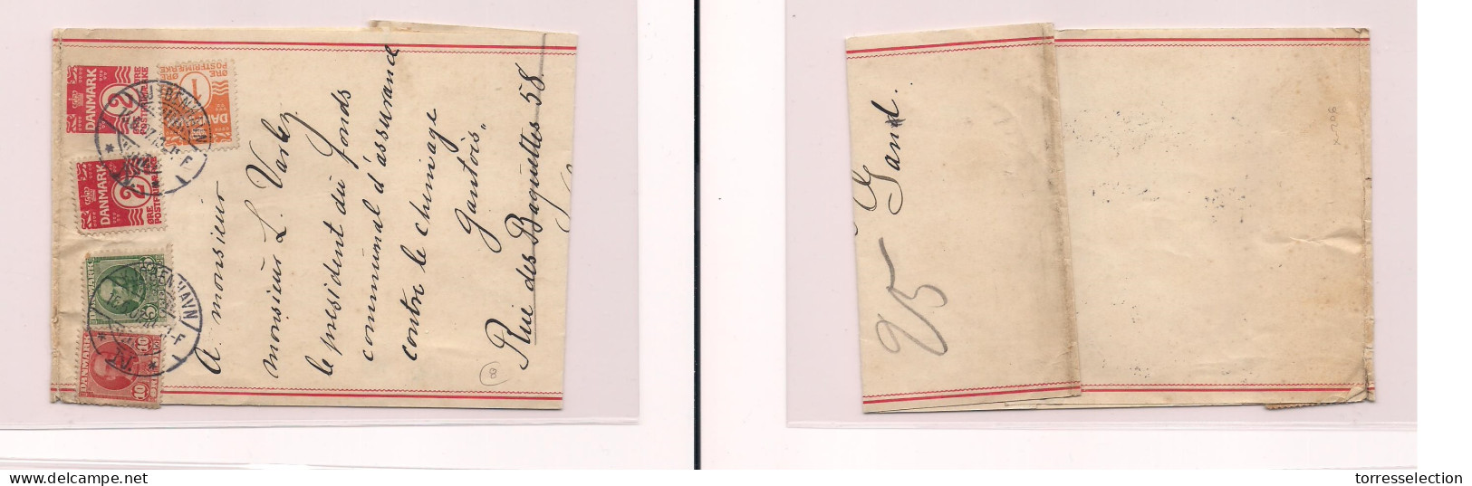 DENMARK. Cover  -. 1907 Kph Stat Wrapper + 4 Adtls To Gand Belgium. Easy Deal. - Sonstige & Ohne Zuordnung