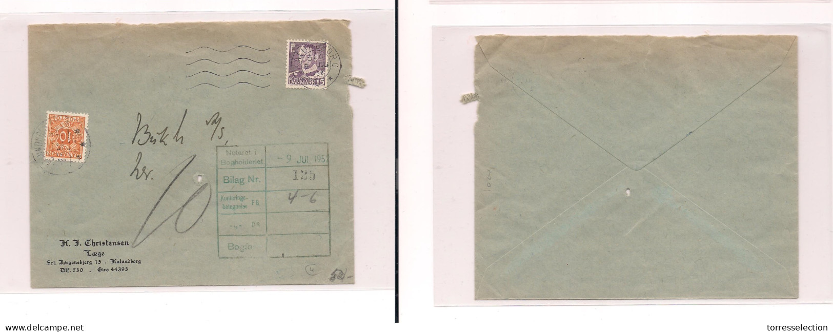 DENMARK. Cover  -. 1952 Fkd Env + Taxed P Due. Easy Deal. - Sonstige & Ohne Zuordnung