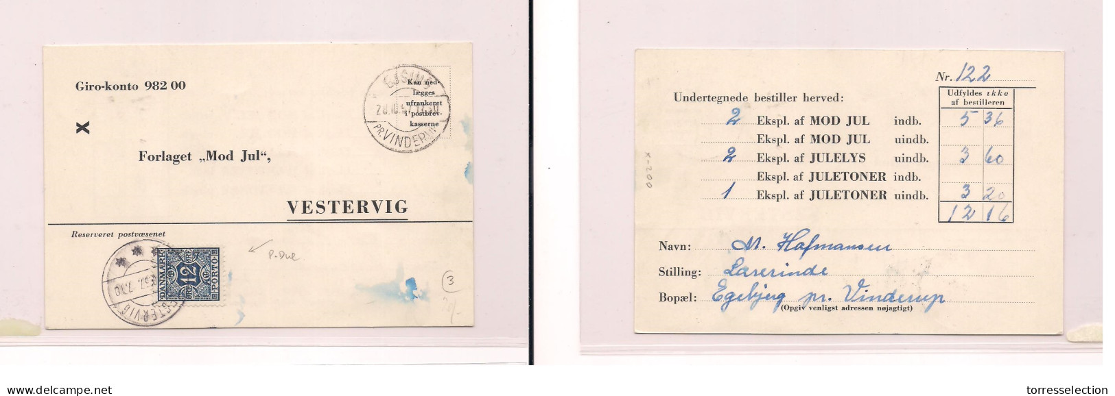 DENMARK. Cover  -. 1957 P.due Card. Easy Deal. - Sonstige & Ohne Zuordnung