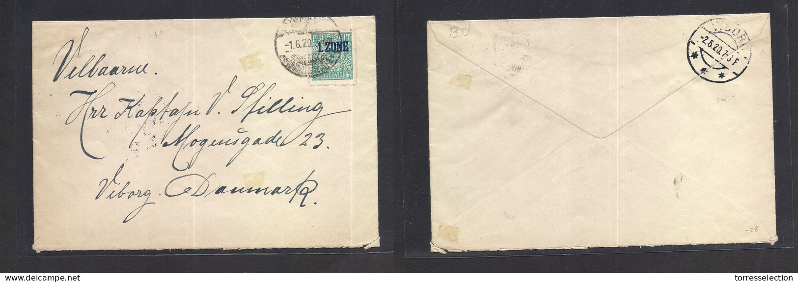 DENMARK. 1920 (1 June) Slesvig. Ovptd Issue, Tied Cds To Viborg (2 June) Plesbiut Issue. Fine Env. - Sonstige & Ohne Zuordnung