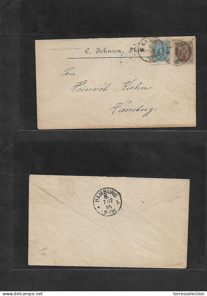 DENMARK. 1886 (6 Dec) Shive - Germany, Hamburg (7 Dec) Fkd Env. Fine. - Sonstige & Ohne Zuordnung