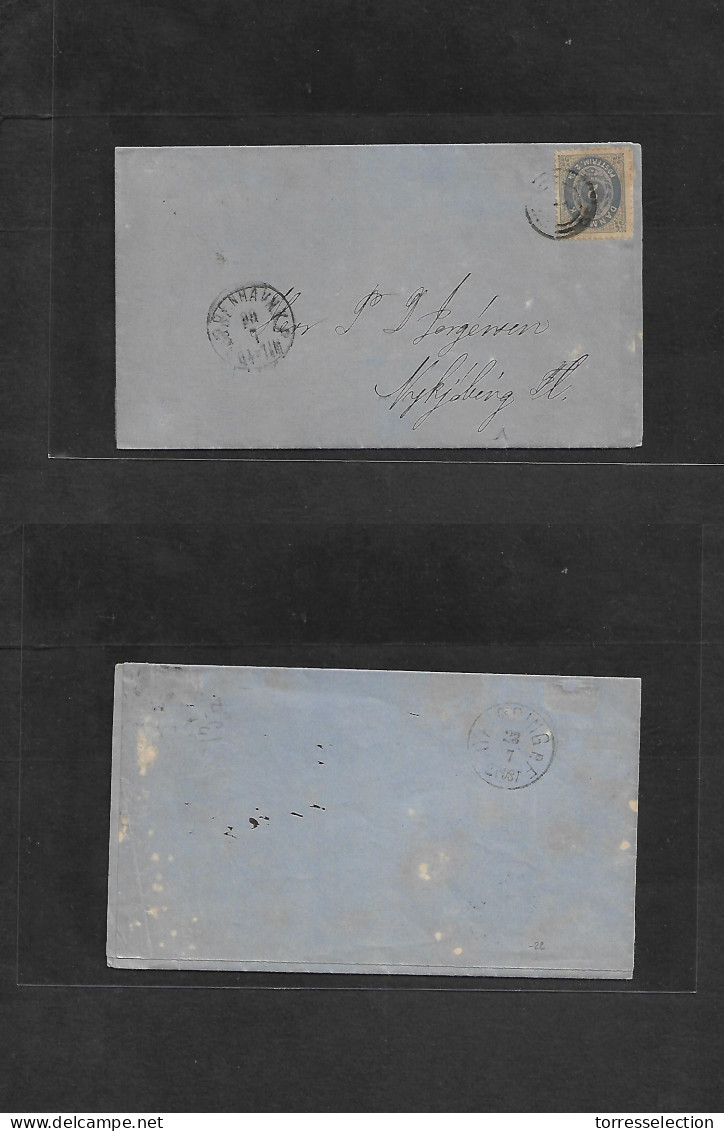 DENMARK. 1871 (22 July) Kph - Nykjobing. Unsealed Fkd Pm Document Fkd 2 Sk Blue, Tied Concentric Rings. Fine. - Sonstige & Ohne Zuordnung