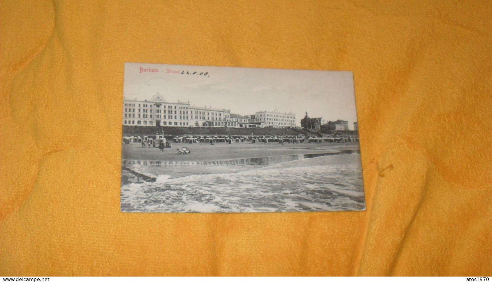 CARTE POSTALE ANCIENNE CIRCULEE DE 1908../ BORKUM.- STRAND...CACHET + TIMBRE - Borkum