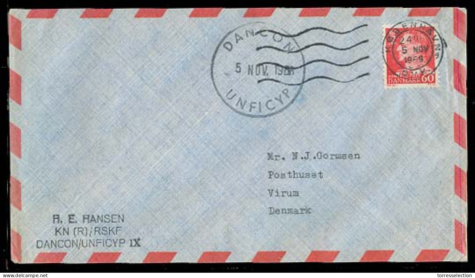 DENMARK. 1966 (5 Nov). Dancon / Unficyp / Fkd Env To UK. Military Special Cachet. - Sonstige & Ohne Zuordnung