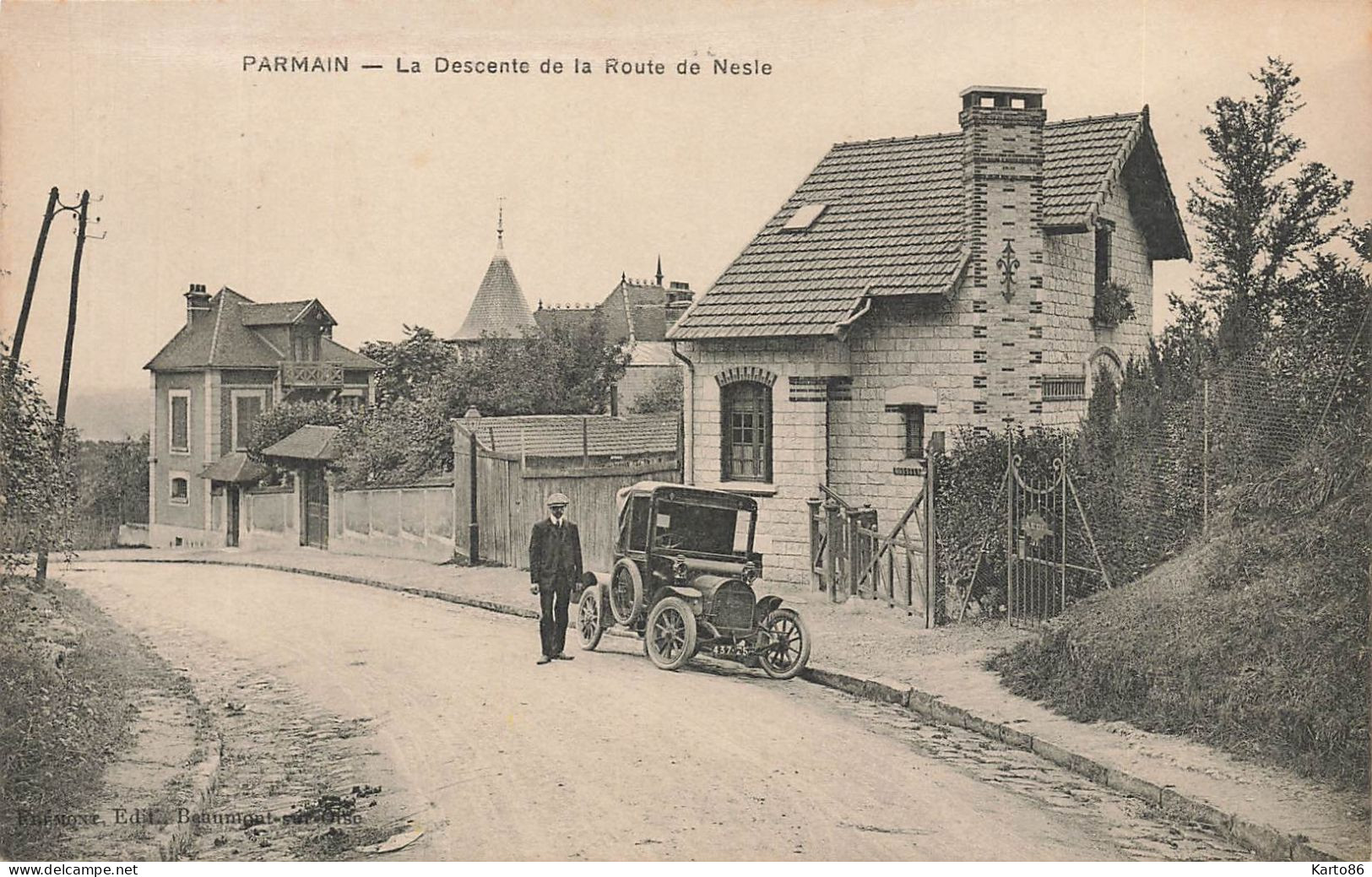 Parmain * La Descente De La Route De Nesle * Automobile Voiture Ancienne * Villa - Parmain