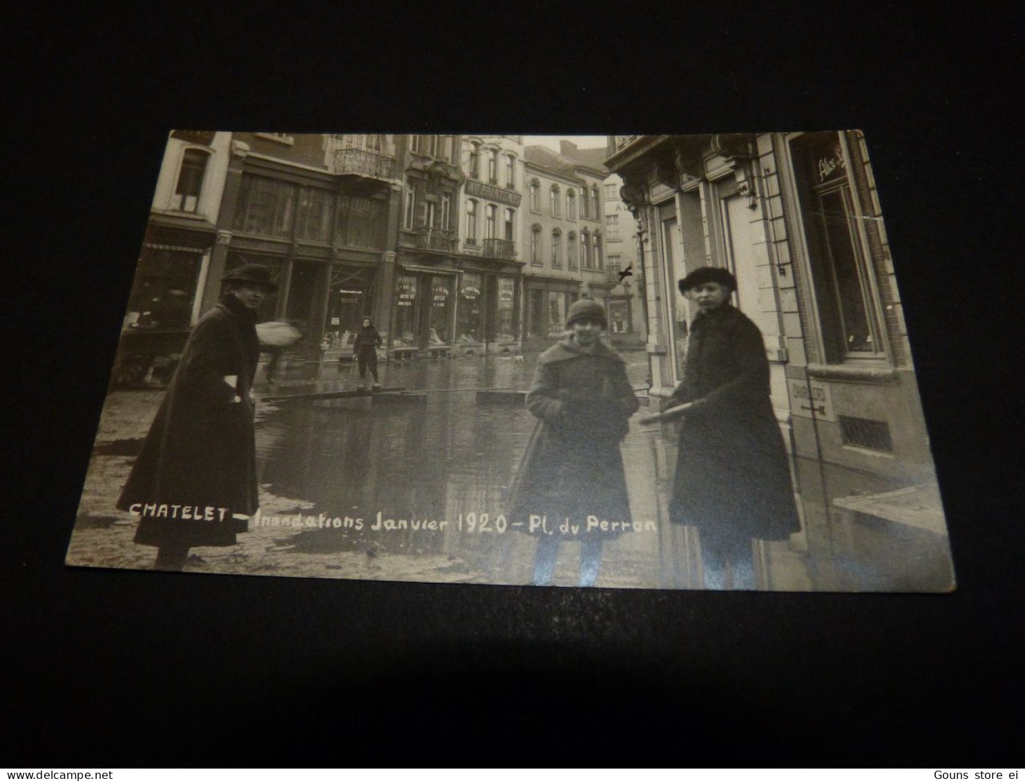 BC30-9 Cpa Châtelet Inondations 1920 Place Du Perron Pl Du Perron Carte Photo - Chatelet