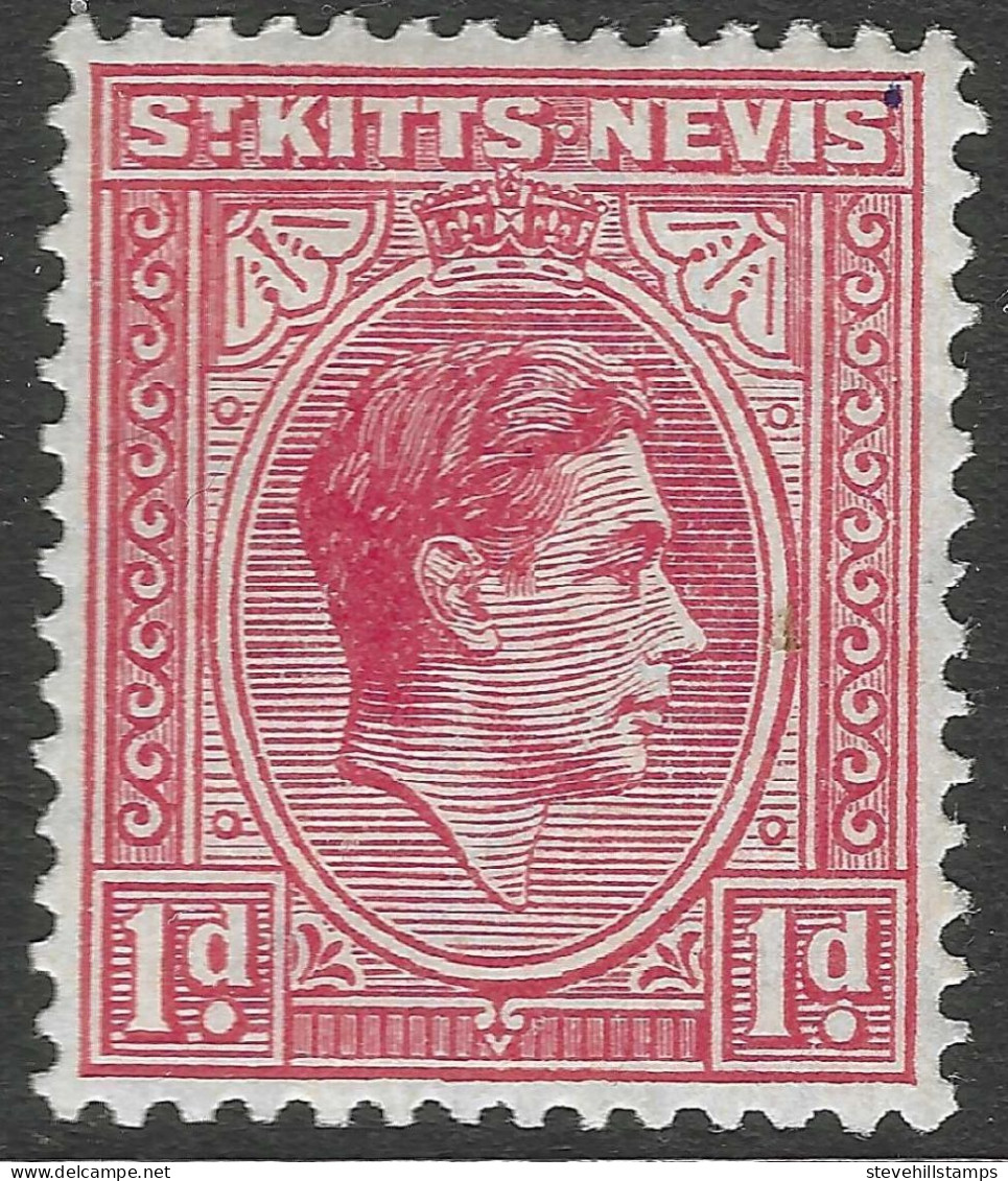 St Kitts-Nevis. 1938-50 KGVI. 1d MH. SG 69a. M3103 - St.Cristopher-Nevis & Anguilla (...-1980)