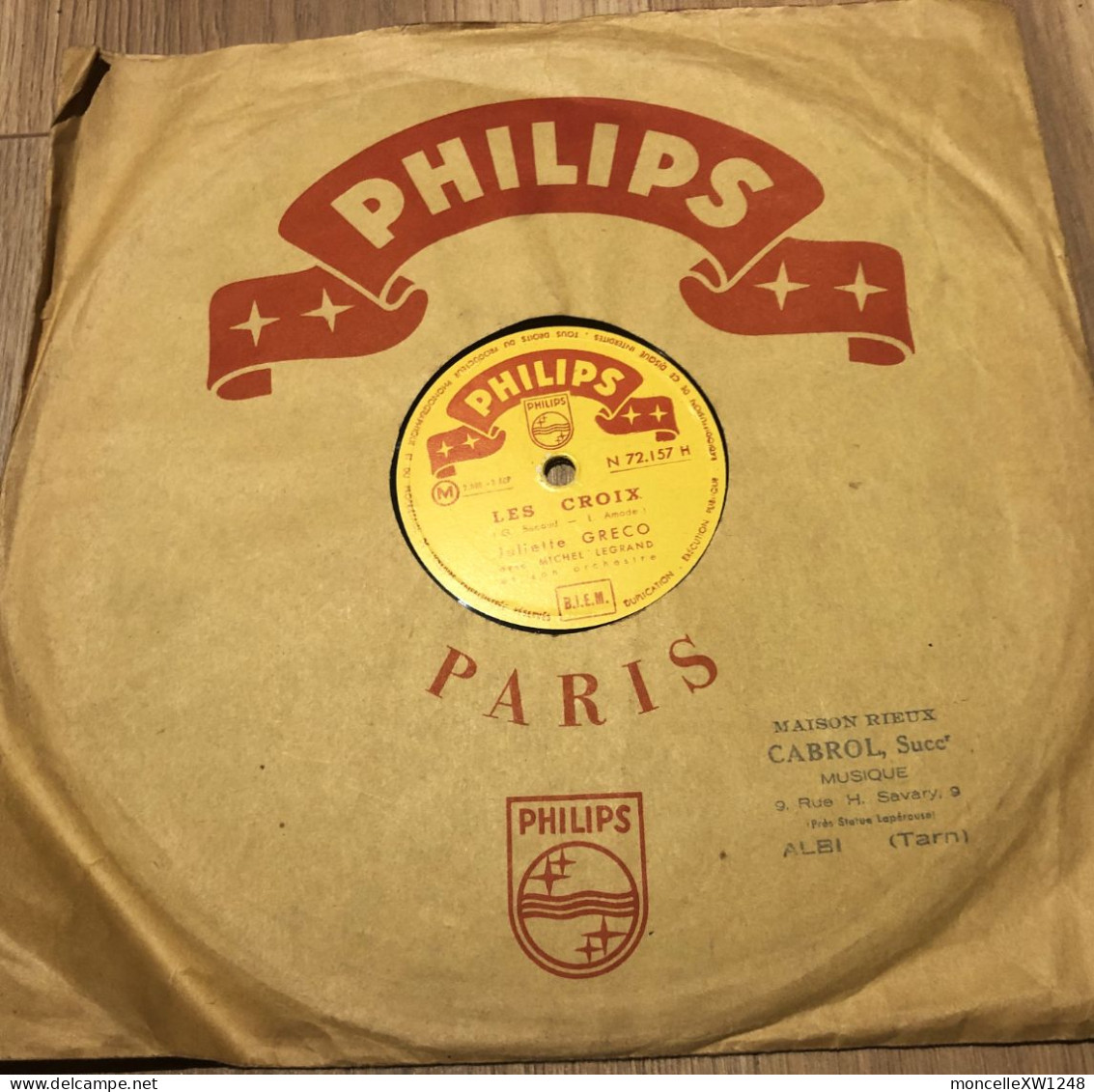 Juliette Gréco - 78 Tours Les Croix (1953 - Label Jaune Philips) - 78 T - Disques Pour Gramophone