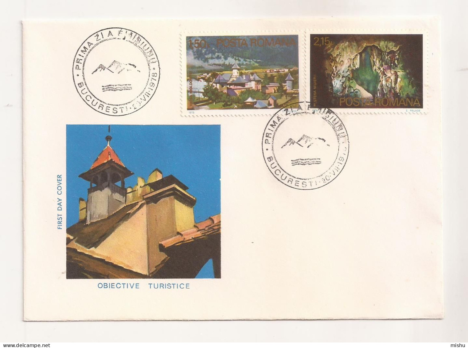 P2 Plic FDC ROMANIA - Prima Zi A Emisiunii - Obiective Turistice - First Day Cover , Uncirculated 1978 - FDC