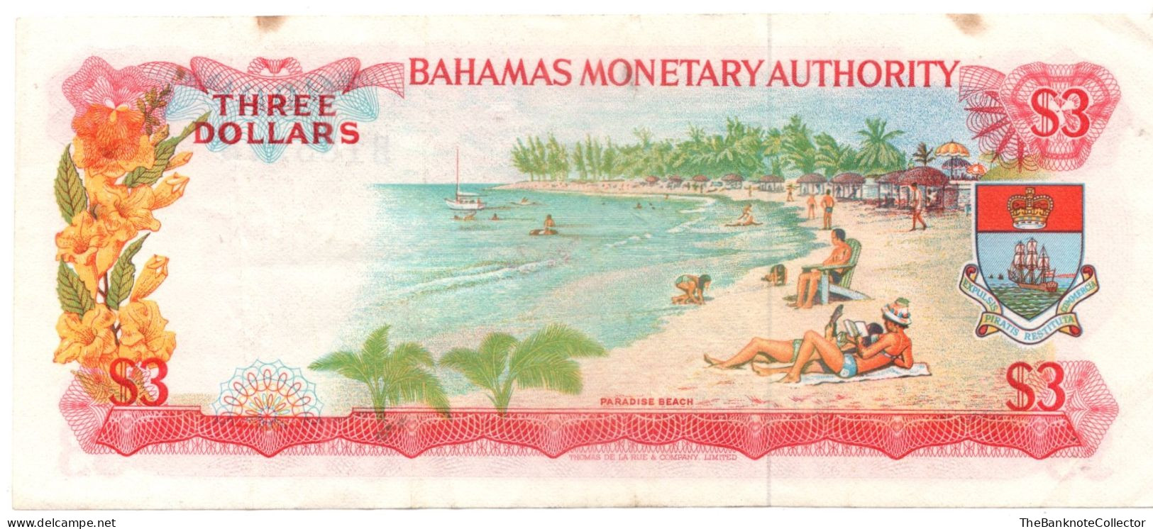 Bahamas Monetary Authority 3 Dollars 1968 QEII P-28 - Bahama's