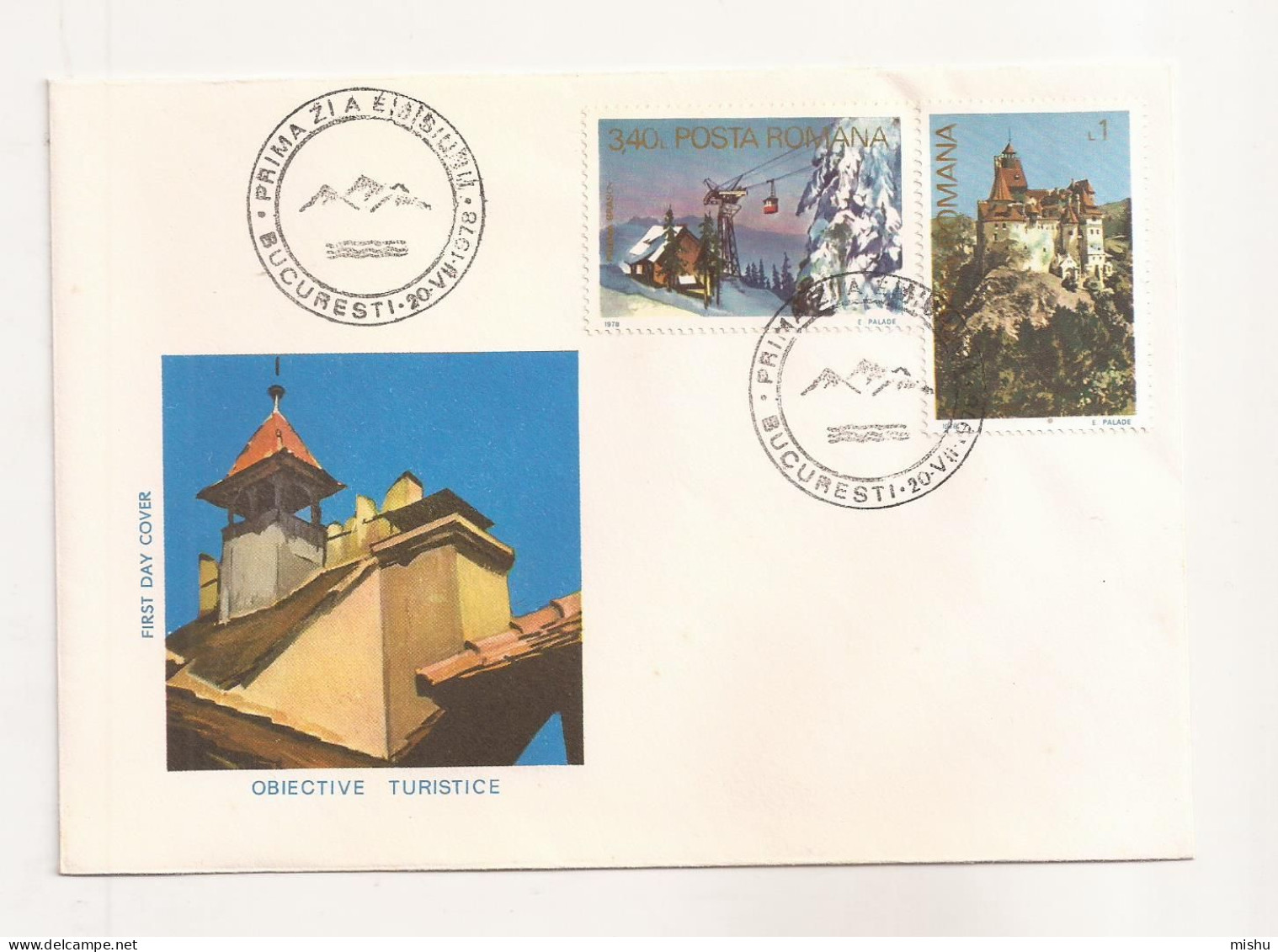 P2 Plic FDC ROMANIA - Prima Zi A Emisiunii - Obiective Turistice - First Day Cover , Uncirculated 1978 - FDC