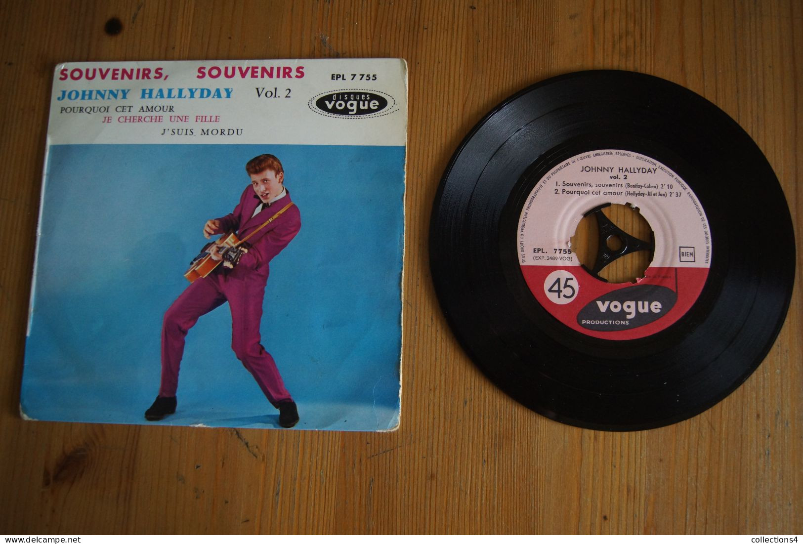 JOHNNY HALLYDAY SOUVENIRS SOUVENIRS  EP   1960 VARIANTE  LANGUETTE VALEUR+ - 45 Rpm - Maxi-Single