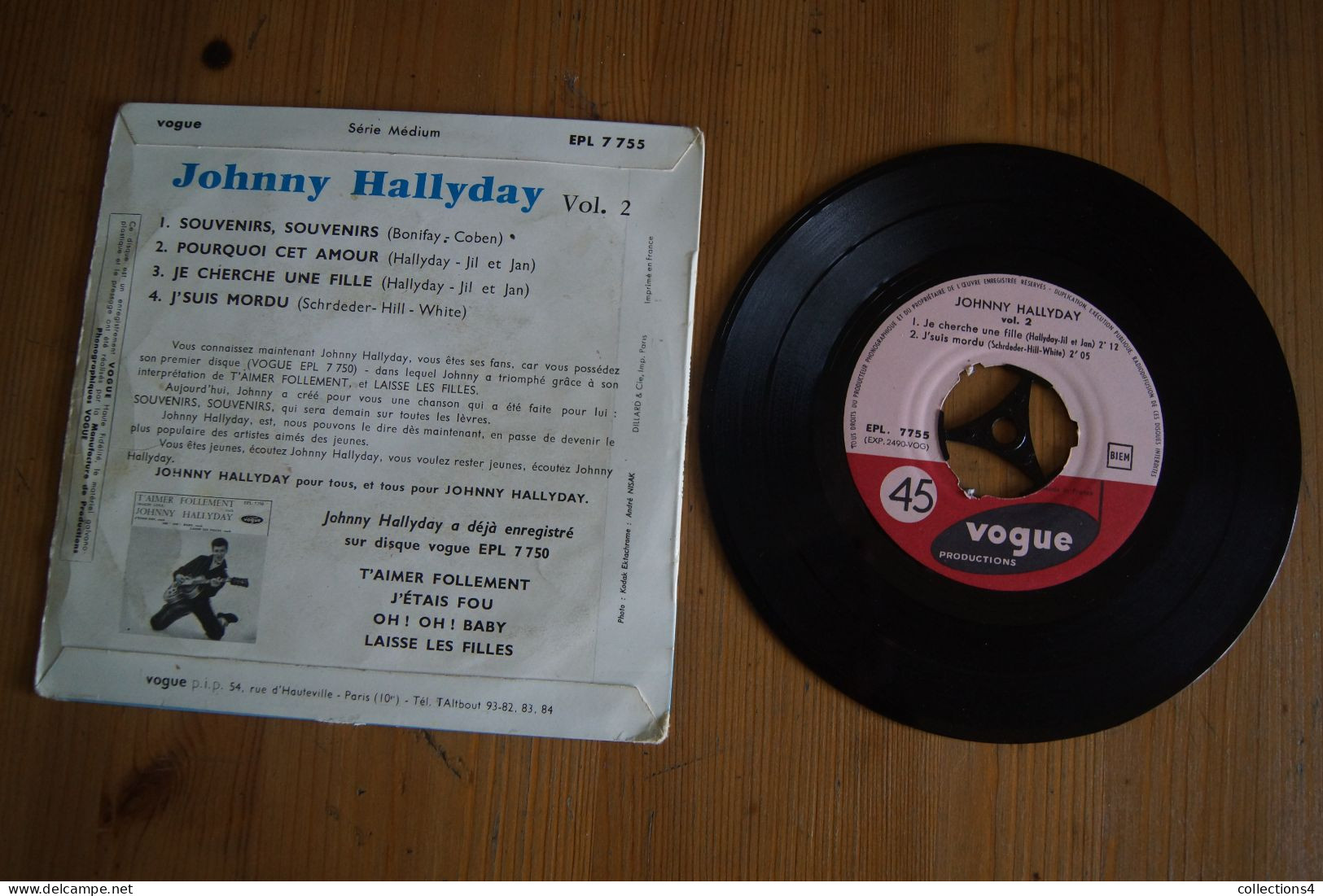 JOHNNY HALLYDAY SOUVENIRS SOUVENIRS  EP   1960 VARIANTE  LANGUETTE VALEUR+ - 45 Toeren - Maxi-Single