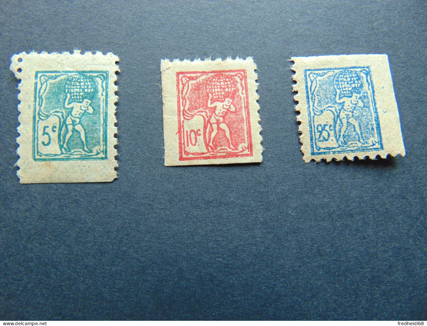 Très Beaux Timbres De Poste Enfantine De La Fin Du 19ème Siècle Représentant Le Géant Atlas - 3 Valeurs - Unused Stamps