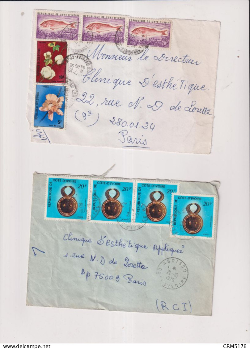 COTE D'IVOIRE-LOT 10 ENVELOPPES TIMBREES- + 1 ENV.FDC - Côte D'Ivoire (1960-...)