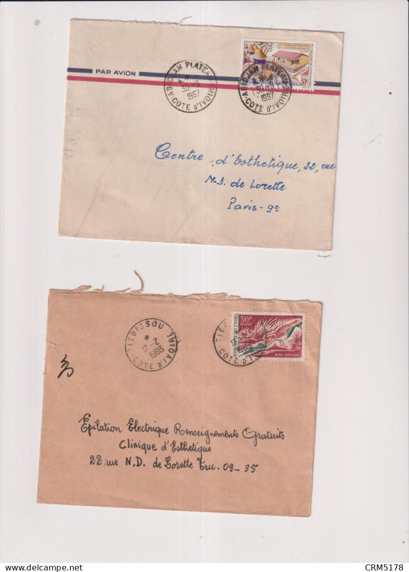 COTE D'IVOIRE-LOT 10 ENVELOPPES TIMBREES- + 1 ENV.FDC - Côte D'Ivoire (1960-...)