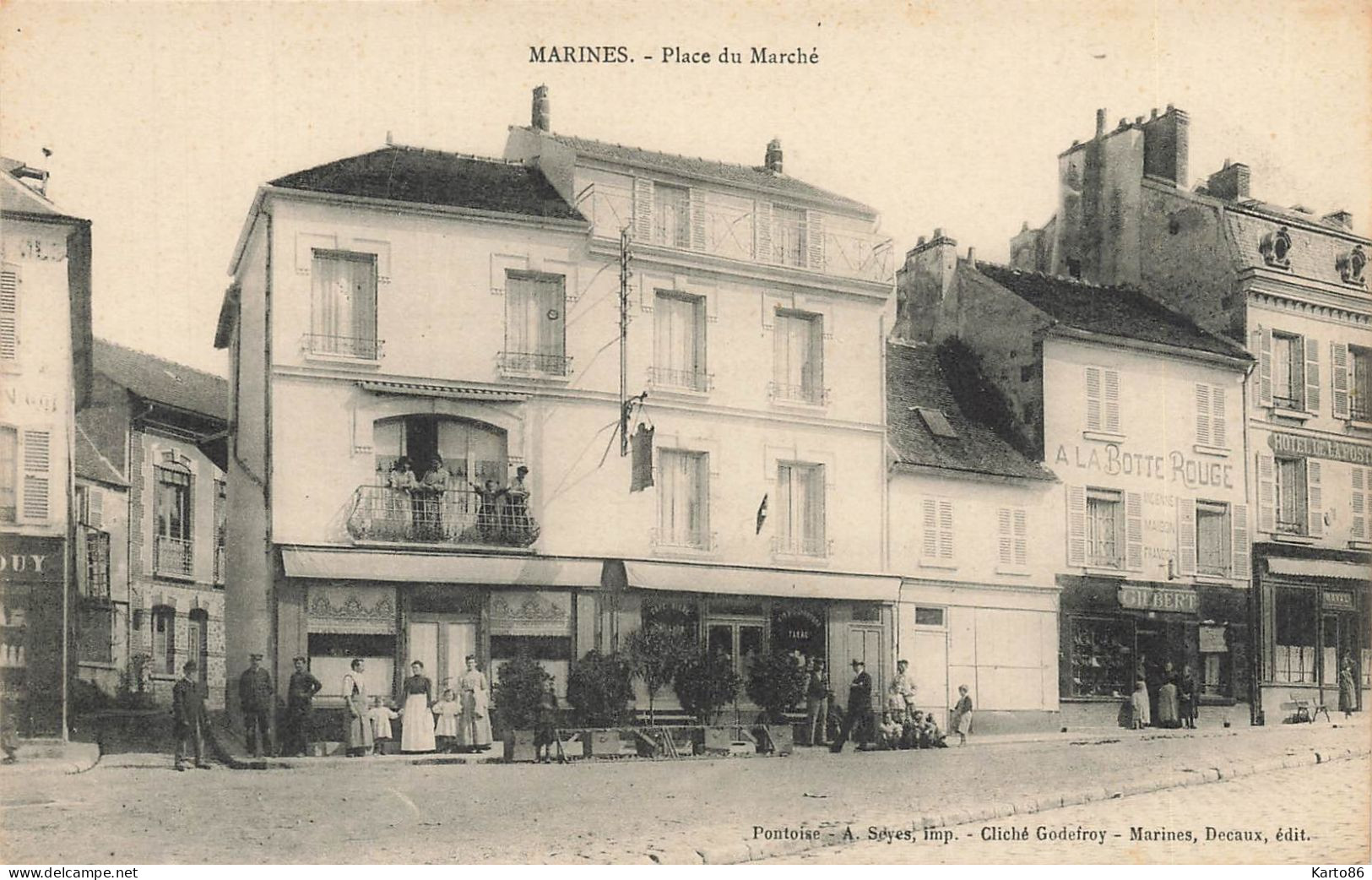 Marines * La Place Du Marché * Débit De Tabac Tabacs * A LA BOTTE ROUGE * Hôtel - Marines