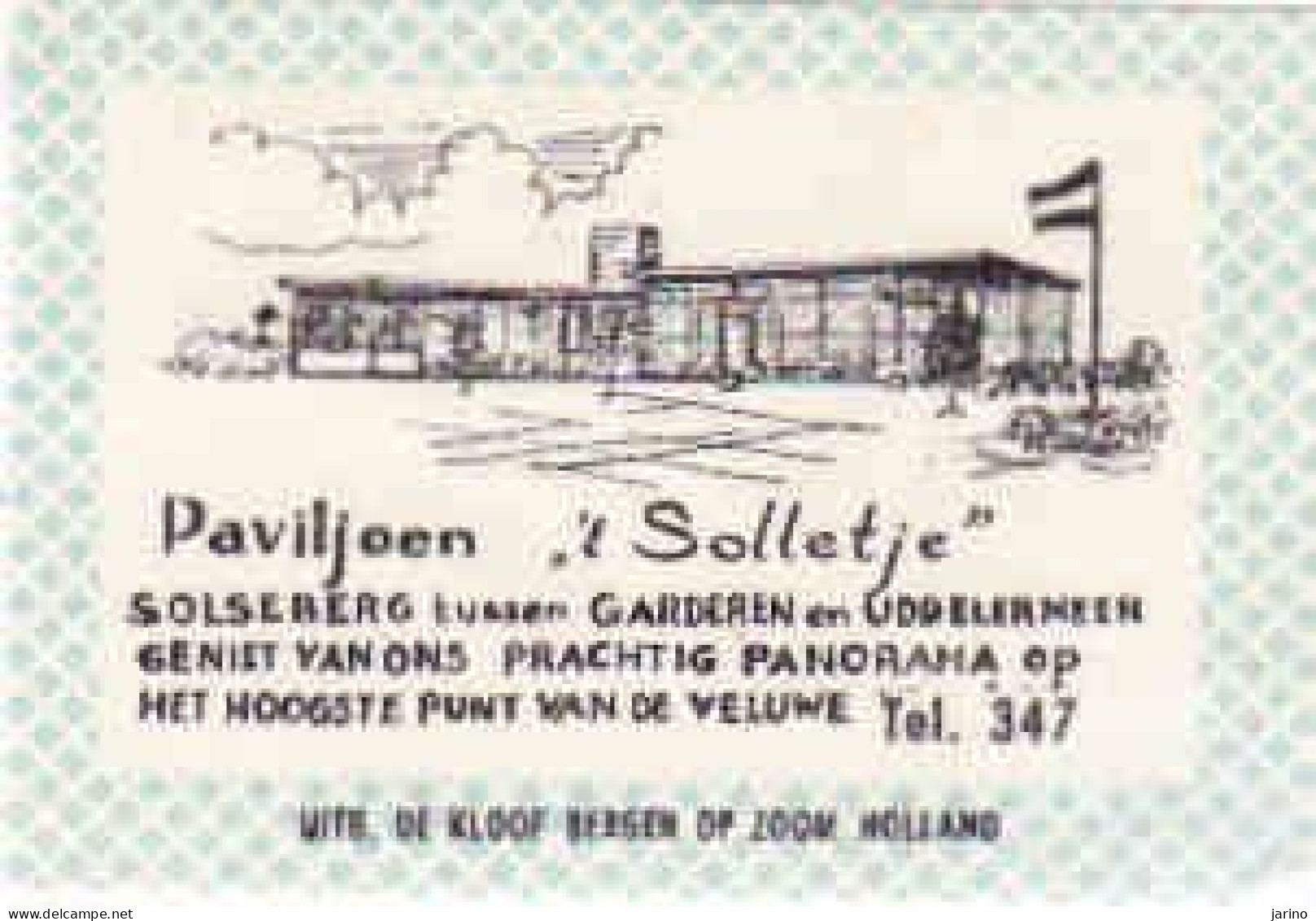Dutch Matchbox Label, Solseberg Tussen Garderen - Gelderland, Paviljeen 't Solletje, Holland, Netherlands - Boites D'allumettes - Etiquettes