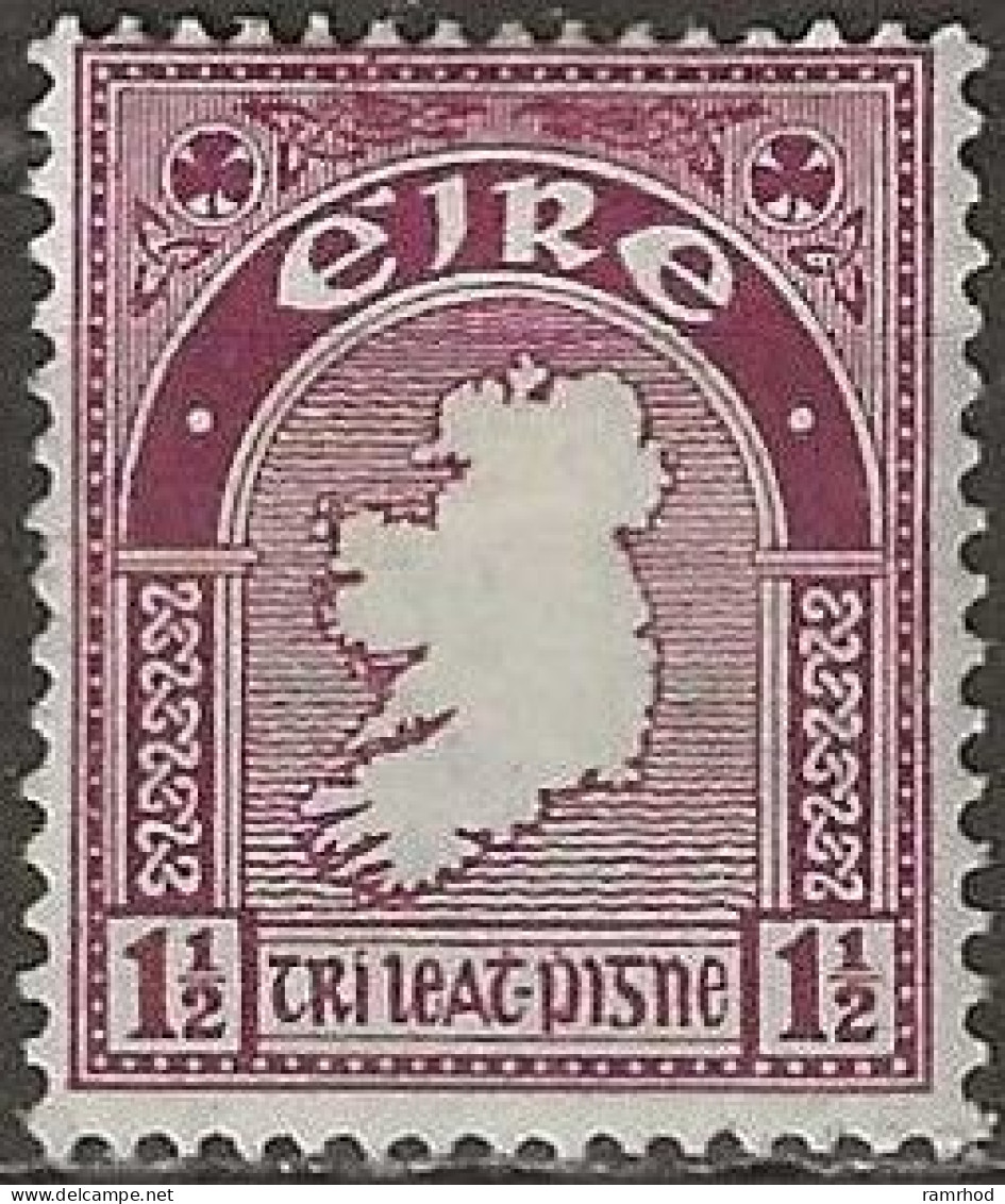 IRELAND 1922 Map Of Ireland - 1 1/2 D - Purple MH - Nuovi