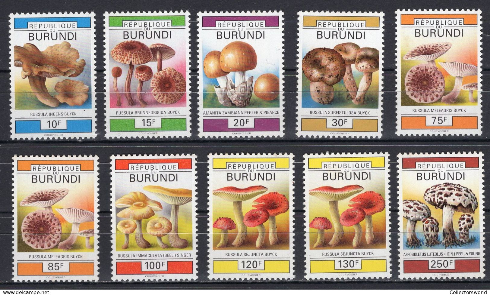 Burundi 1992 Serie 10v Fungi Champignons Mushrooms Bolete MNH - Nuovi