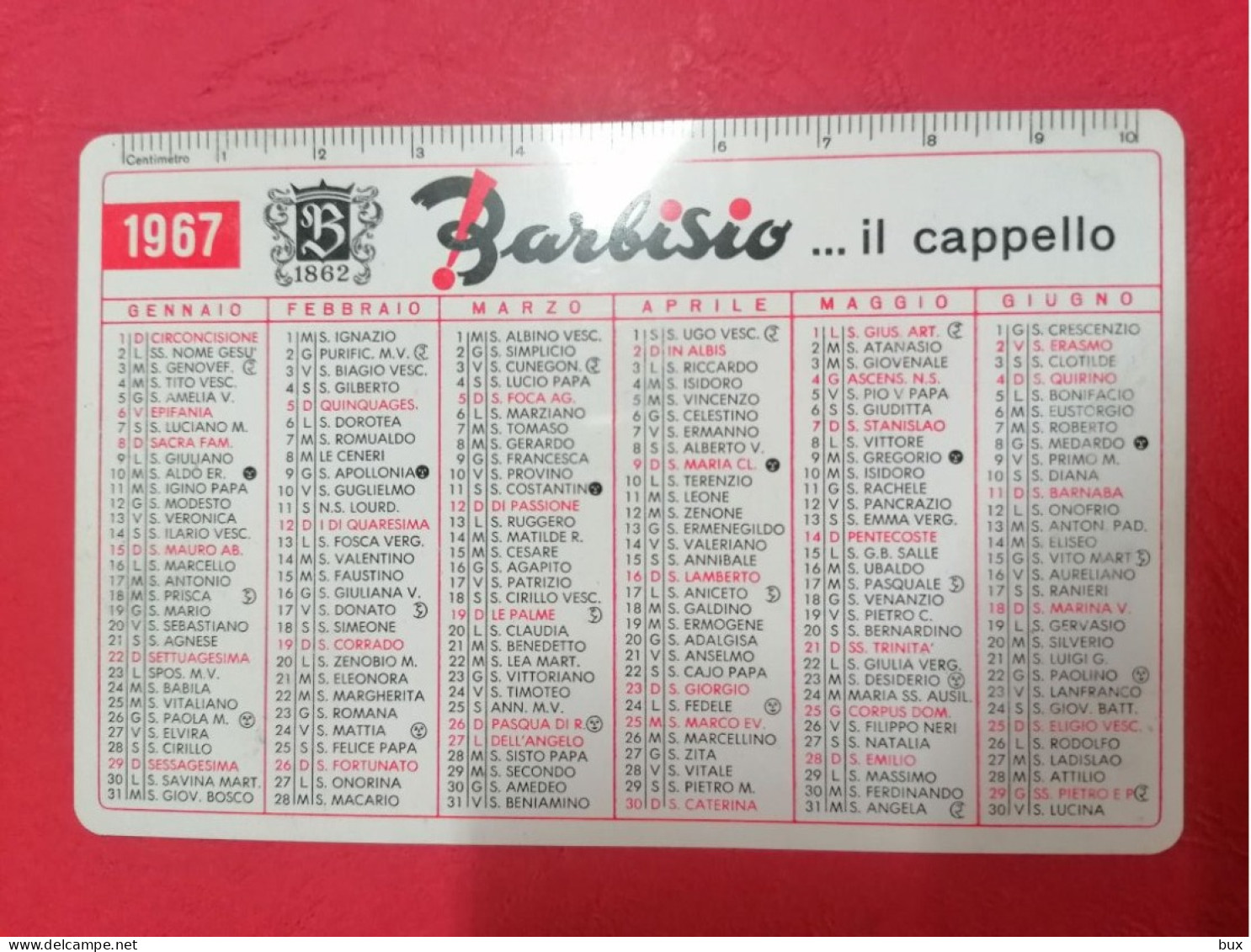 1967 Barbisio Il Cappello Calendarietto Tascabile - Formato Piccolo : 1941-60