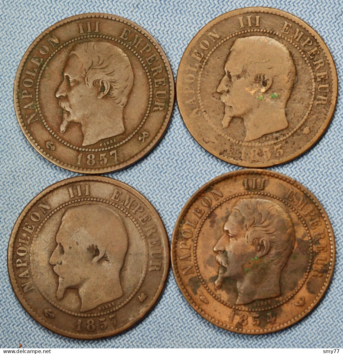 France • 10 Centimes • Lot 4x • 1853 MA • 1854 W • 1857 B • 1857 K • [24-359] - 10 Centimes