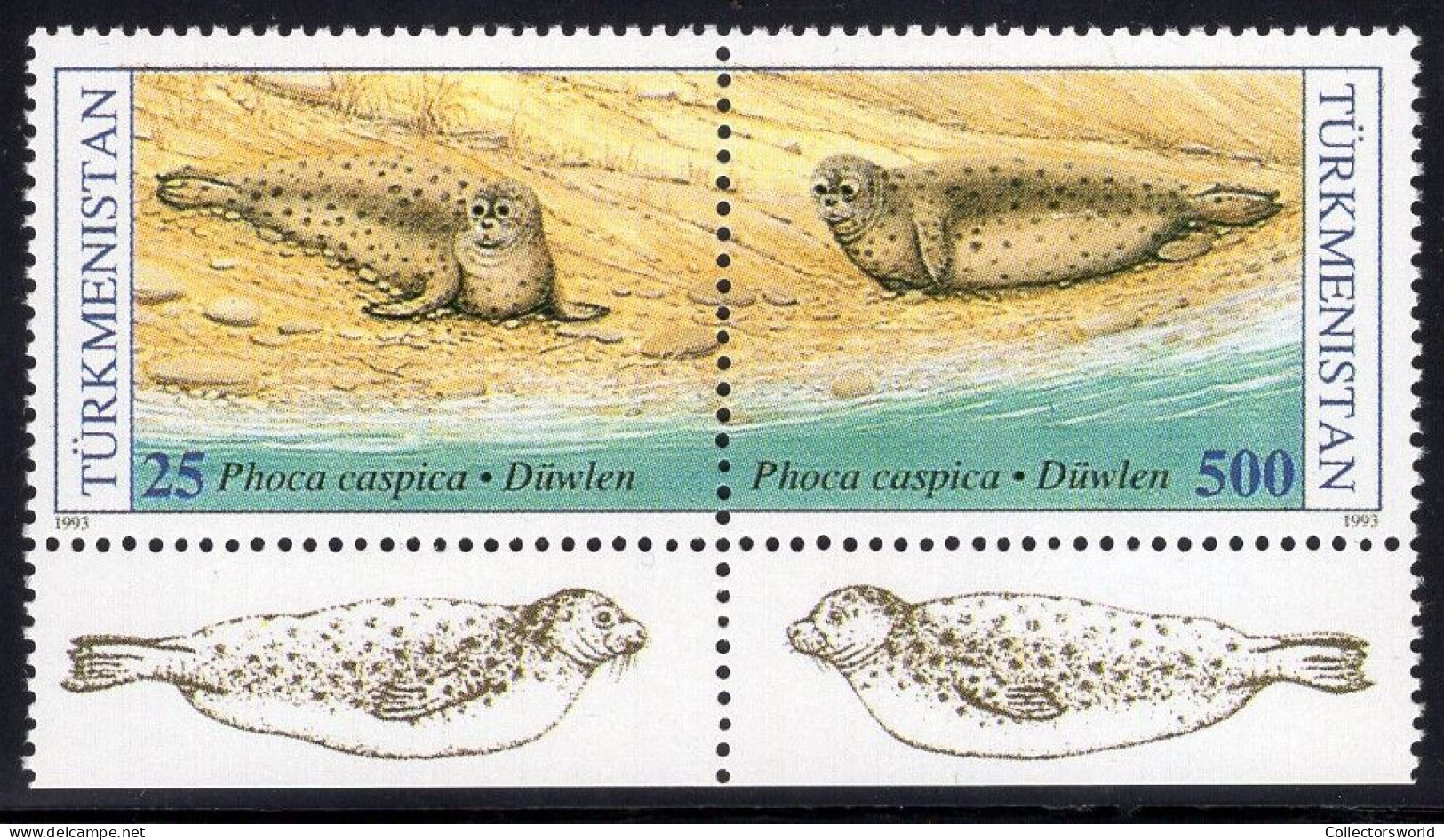 Turkmenistan 1993 2v Pair Of Seals MNH - Turkmenistán