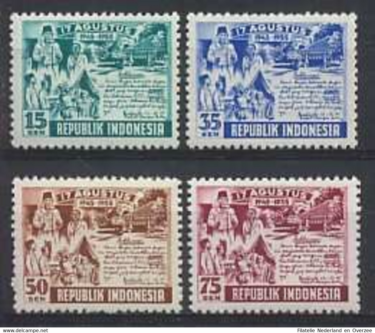 Indonesië / Indonesia 1955 Nr 142/145 Postfris/MNH 10e Verjaardag Onafhankelijkheidsproclamatie - Indonesië