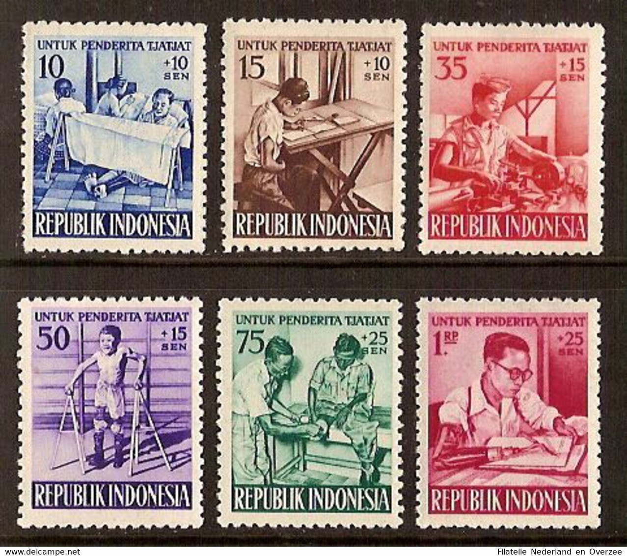 Indonesië / Indonesia 1957 Nr 189/194 Postfris/MNH Ten Bate Van De Invaliden - Indonesië