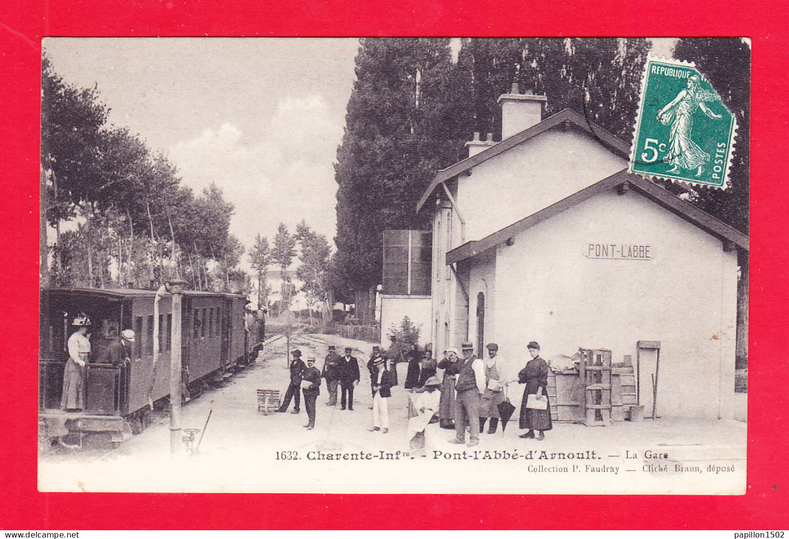 F-17-Pont L'Abbé D'Arnoult-07Ph98  La Gare, Le Train En Gare, Animation, Cpa Braun BE - Pont-l'Abbé-d'Arnoult