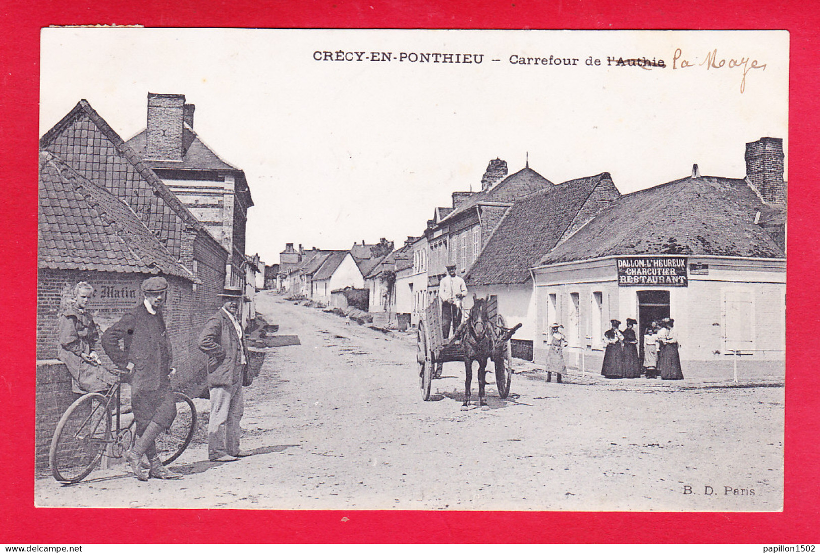 F-80-Crecy En Ponthieu-06A33 Carrefour De L'Authie, De La Maye, Charcutier, Animation, Cpa BE - Crecy En Ponthieu