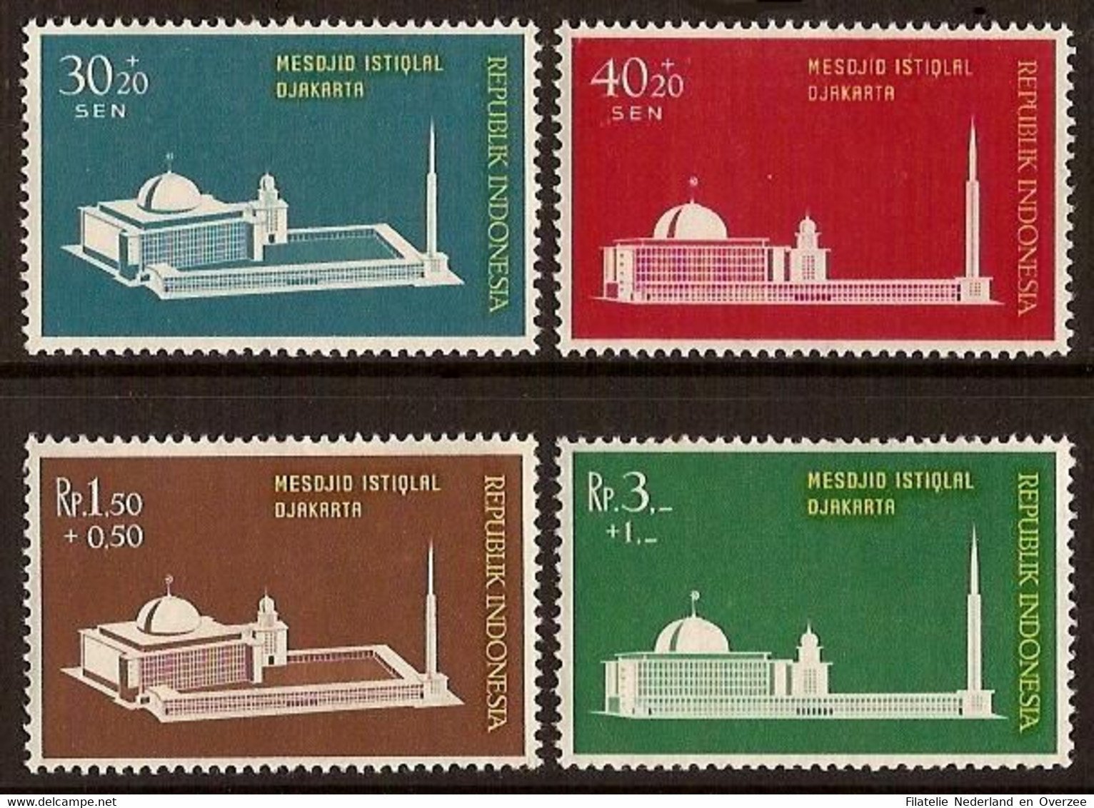 Indonesië / Indonesia 1962 Nr 328/331 Postfris/MNH Istiqlal Moskee, Mosque - Indonesië