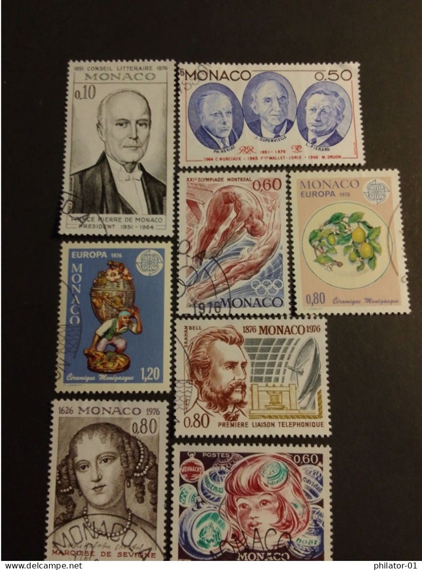 YT 1043, 1047, 1053, 1057, 1062, 1063, 1068, 1072  (année 1976) - Used Stamps