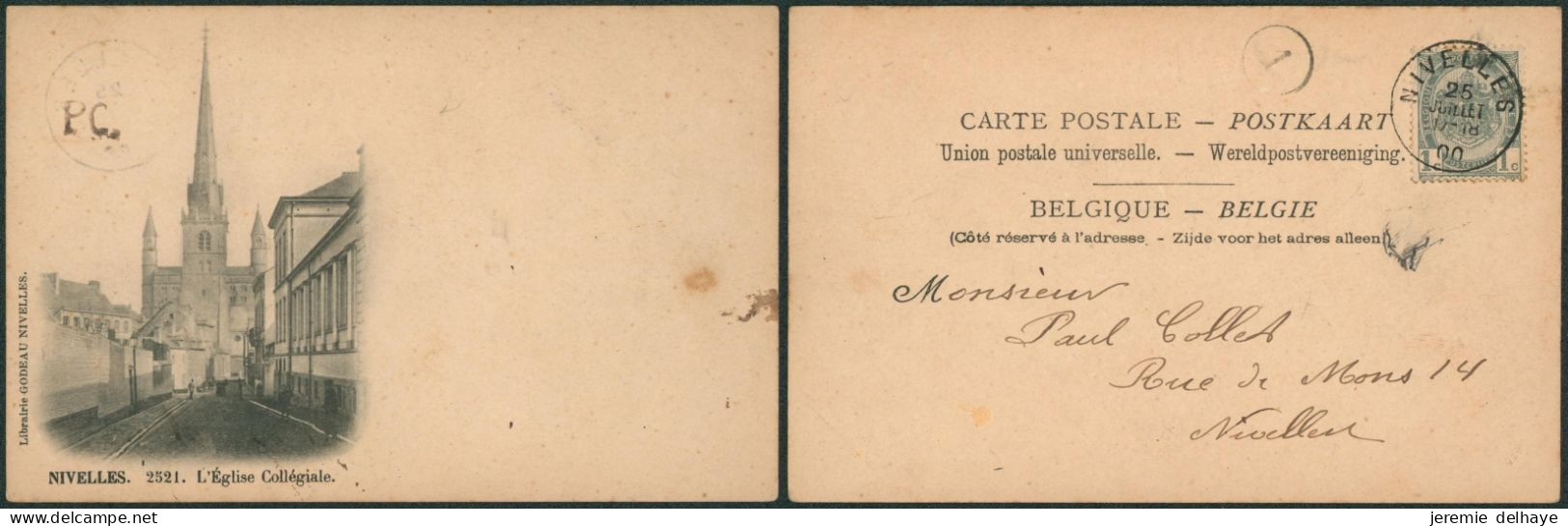 Carte Postale - Nivelles : église Collégiale (librairie Godeaux, Précurseur) - Nijvel