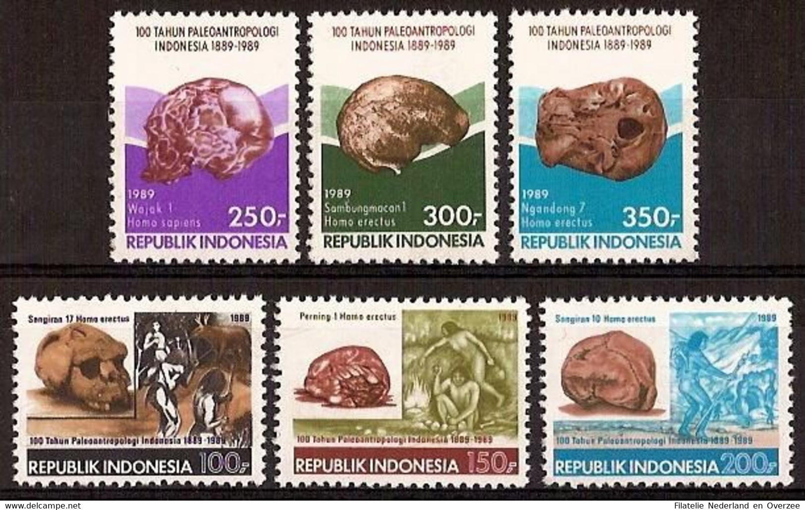 Indonesië / Indonesia 1989 Nr 1383/1388 Postfris/MNH 100e Verjaardag Indonesische Palaeo-Antropology, Archeology - Indonesië