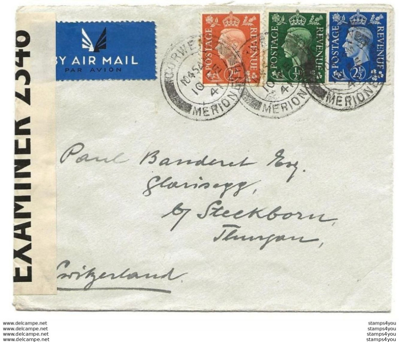 221 - 46 - Enveloppe Envoyée De Grande Bretagne En Suisse 1941 - Censure - WO2