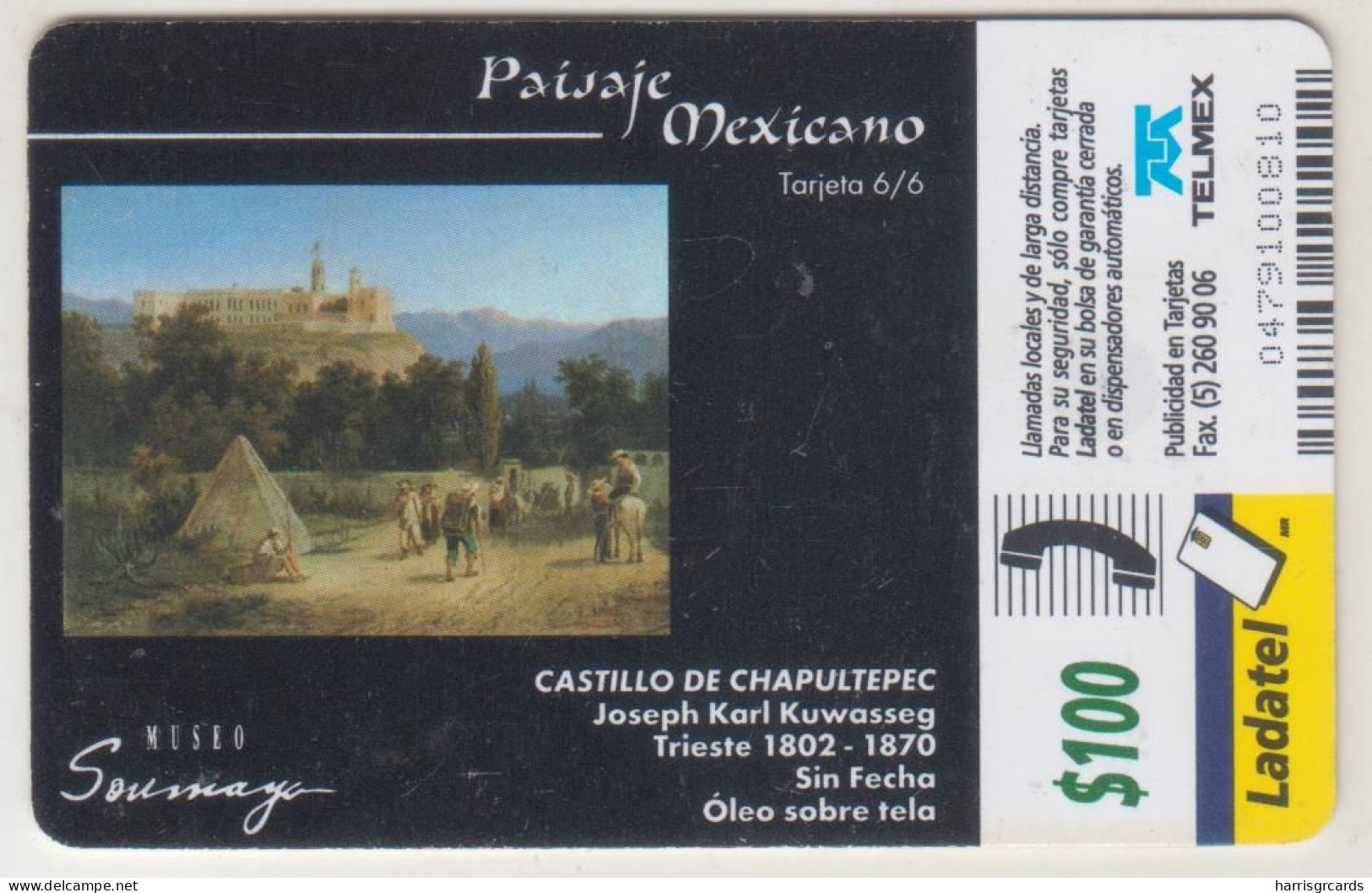 MEXICO - T6 El Castillo De Chapultepec , 100 $ Mexican Peso, Chip:OB1 , Used - Messico