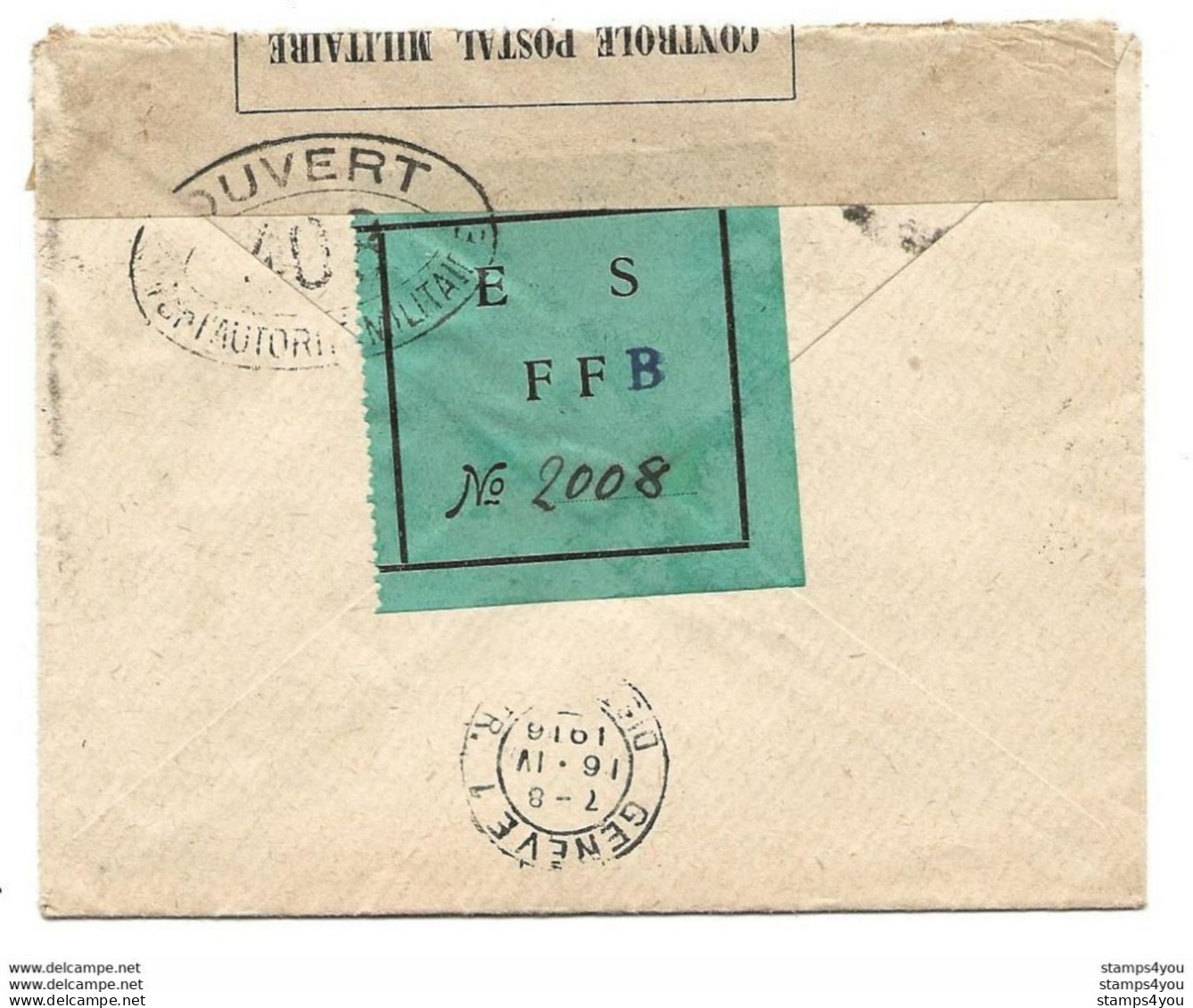 221 - 60 - Enveloppe Envoyée à La Croix Rouge Genève 1916  - Censure - WW1
