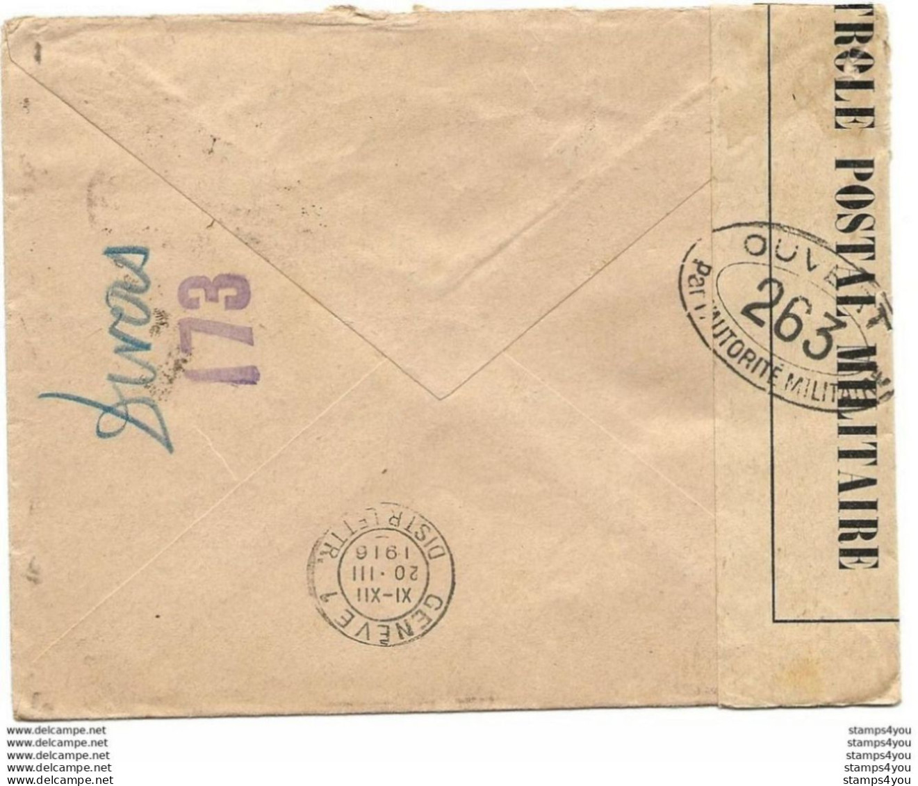 221 - 67 - Enveloppe Envoyée Du Gard à La Croix Rouge Genève 1918 - Censure - Petite Déchirure En Haut - WW1 (I Guerra Mundial)