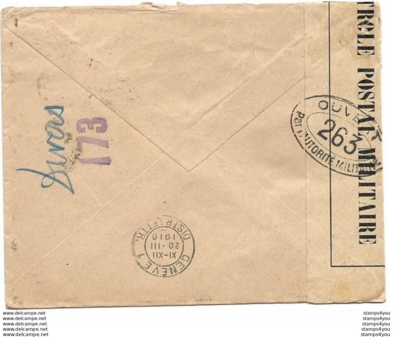 221 - 67 - Enveloppe Envoyée Du Gard à La Croix Rouge Genève 1918 - Censure - Petite Déchirure En Haut - 1. Weltkrieg