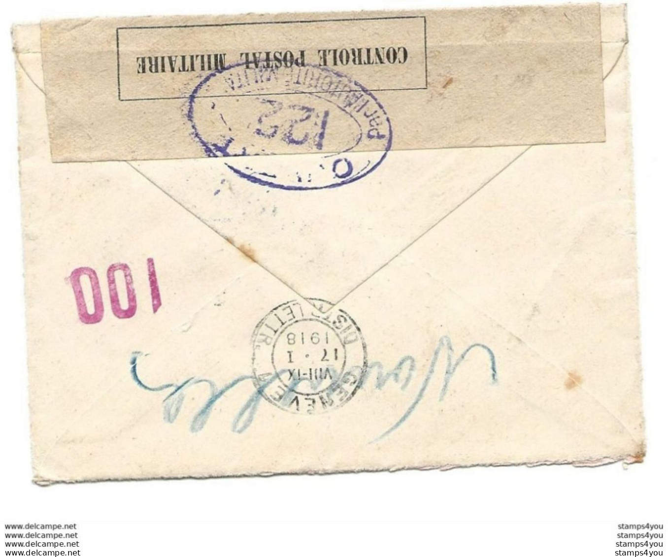 221 - 72 - Enveloppe Envoyée De Montfaucon à La Croix Rouge Genève 1918 - Censure - WO1