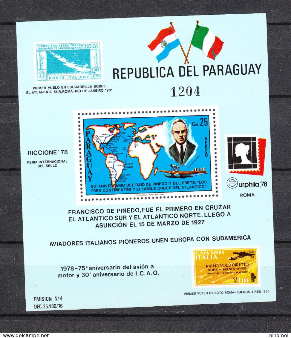 Paraguay -  1978. F. De Pinedo. Raid Lisbona - Rio ( 1927 ). MNH - Autres (Air)