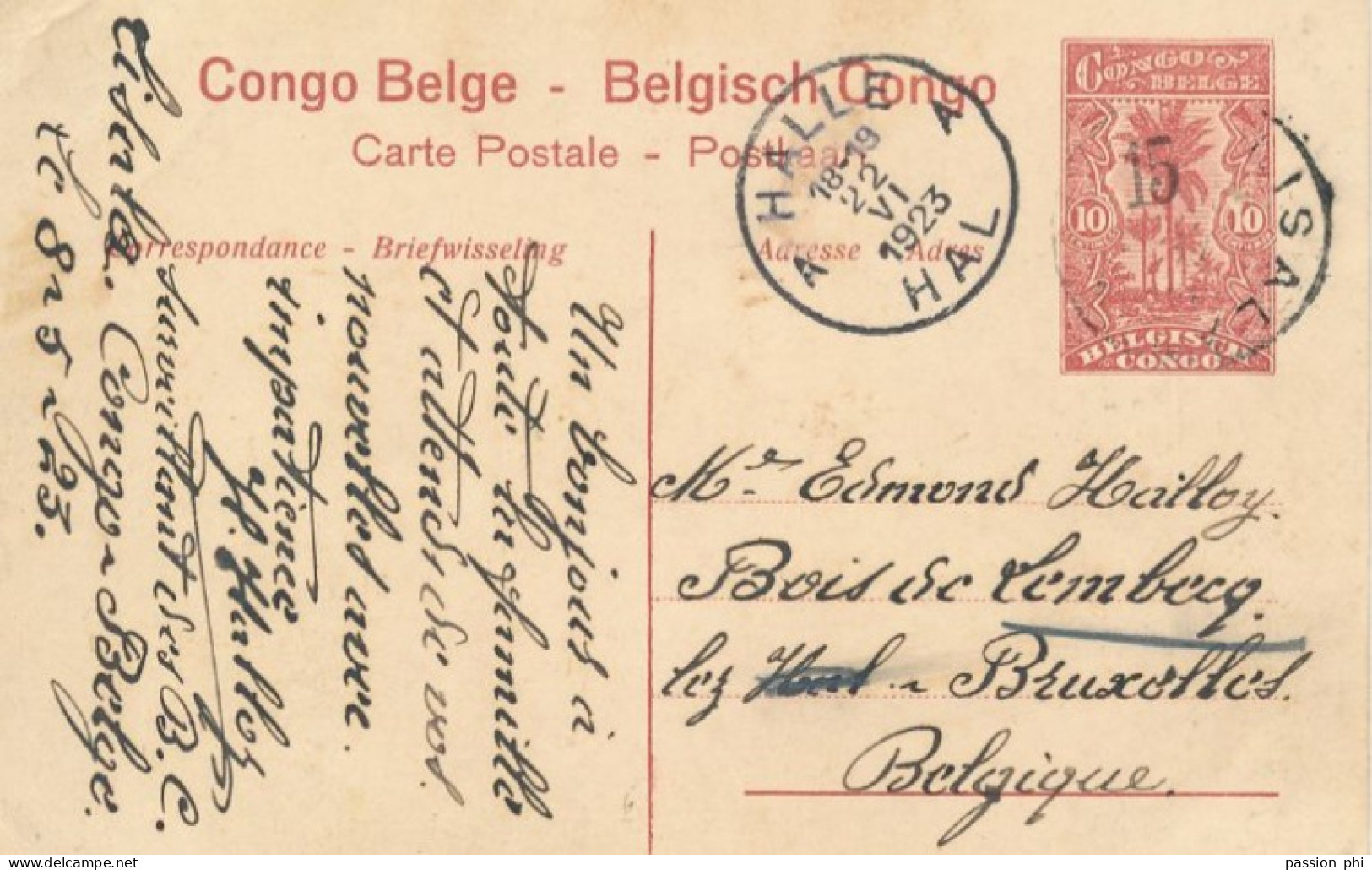 B6 BELGIAN CONGO PPS SBEP 53 VIEW 13 USED - Stamped Stationery